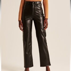Vegan Leather Straight Ankle High Rise Pants